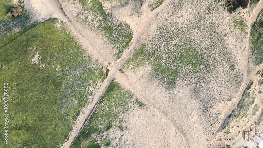 Aerial drone view of Sauzaie beach, Bretignolles sur mer, Vendee, France