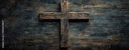 Wooden cross on rustic background