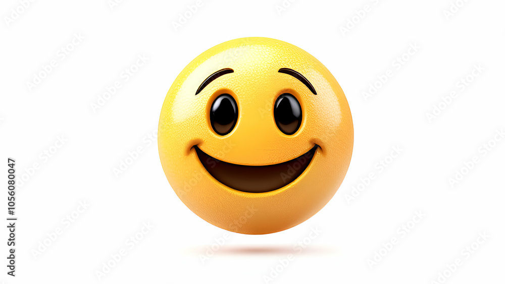 Fototapeta premium 3D Rendered Yellow Smiley Face Emoji with Big Eyes and Wide Grin