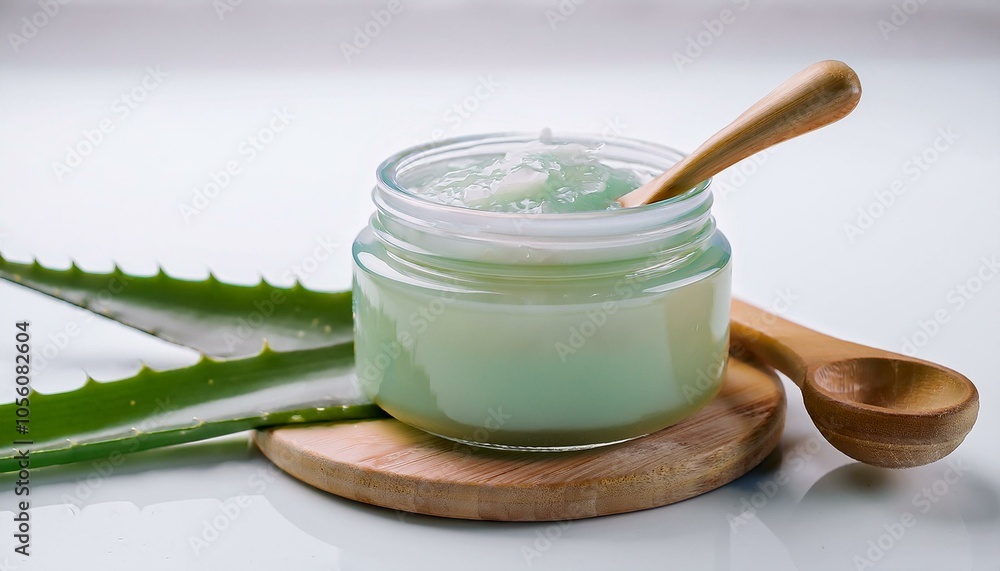 Aloe vera gel in jar with spoon