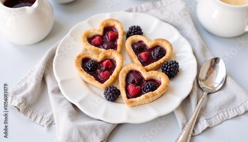 Heart Tartlets with Berries for Valentine's Day photo