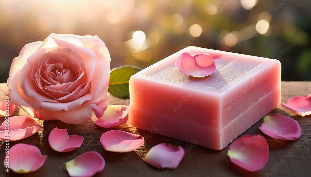 Rose-scented soap & petals Rose-scented soap & petals