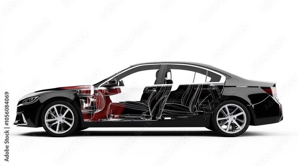 Stunning Modern Sedan with Transparent Design Showcasing Intricate Interiors and Stylish Seating - Perfect Poster for Sports Interiors or Contemporary Spaces Stunning Modern Sedan with Transparent Design Showcasing Intricate Interiors and Stylish Seating - Perfect Poster for Sports Interiors or Contemporary Spaces