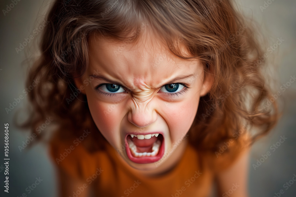 Angry Young Girl With Brown Hair Screaming And Angry Angry Young Girl With Brown Hair Screaming And Angry