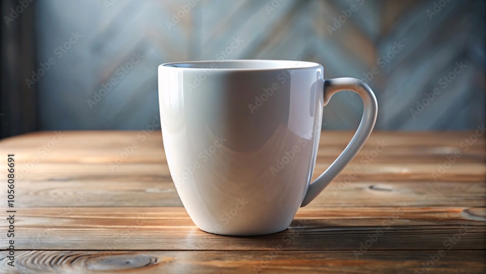 White Ceramic Mug on wood table, warm light, cozy cafe vibe V2 White Ceramic Mug on wood table, warm light, cozy cafe vibe V2