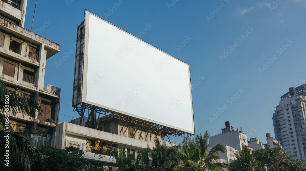 a rectangle billboard on a clean building on a clean street a rectangle billboard on a clean building on a clean street