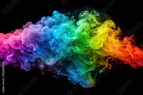 vibrant colorful smoke cloud against dark backdrop