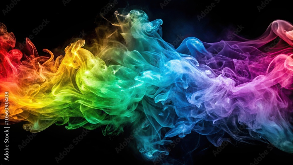 vibrant multicolored smoke billowing against a dark background vibrant multicolored smoke billowing against a dark background