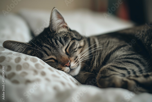 Cute Portrait Of A Tabby Cat Sleeping