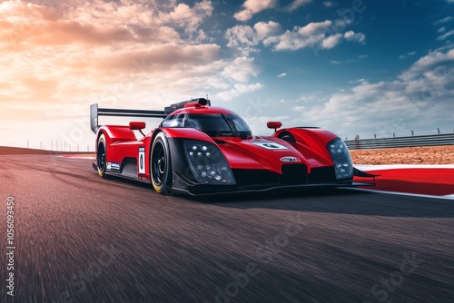 Dynamic motorsport racing car captured on track showcasing unmatched speed and performance photo