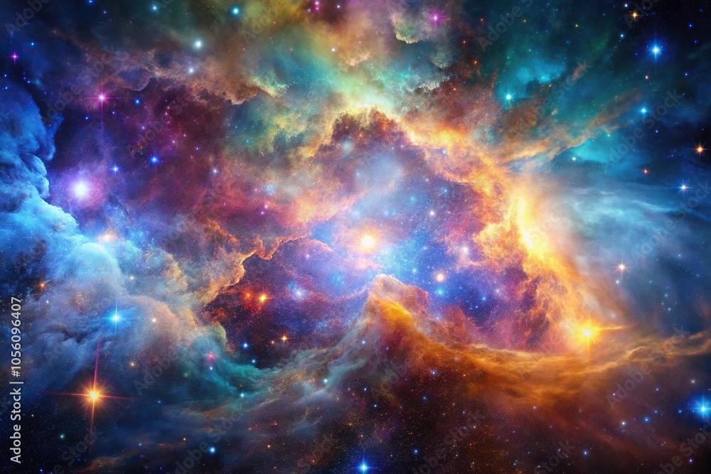 Fototapeta premium Vivid cosmic nebula illuminating the universe in extreme close-up