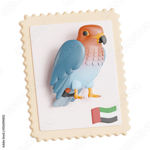 Emirati Falcon Postage Stamp Featuring National Bird