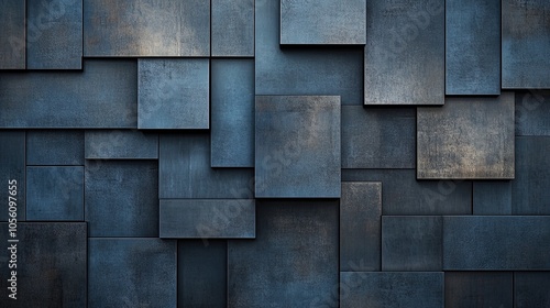 Stunning Matte Finish Dark Blue Geometric Panel Wall Design - Perfect Poster for Modern Sports Interiors and Contemporary Art Spaces