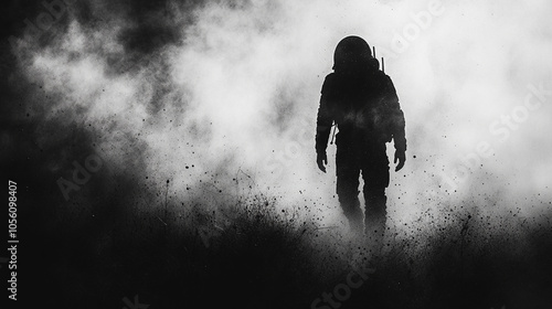 Wallpaper Mural lone astronaut walks through a misty, surreal landscape, evoking themes of isolation, exploration, and introspection. The ethereal setting suggests a journey beyond the familiar, deep into the unknown Torontodigital.ca