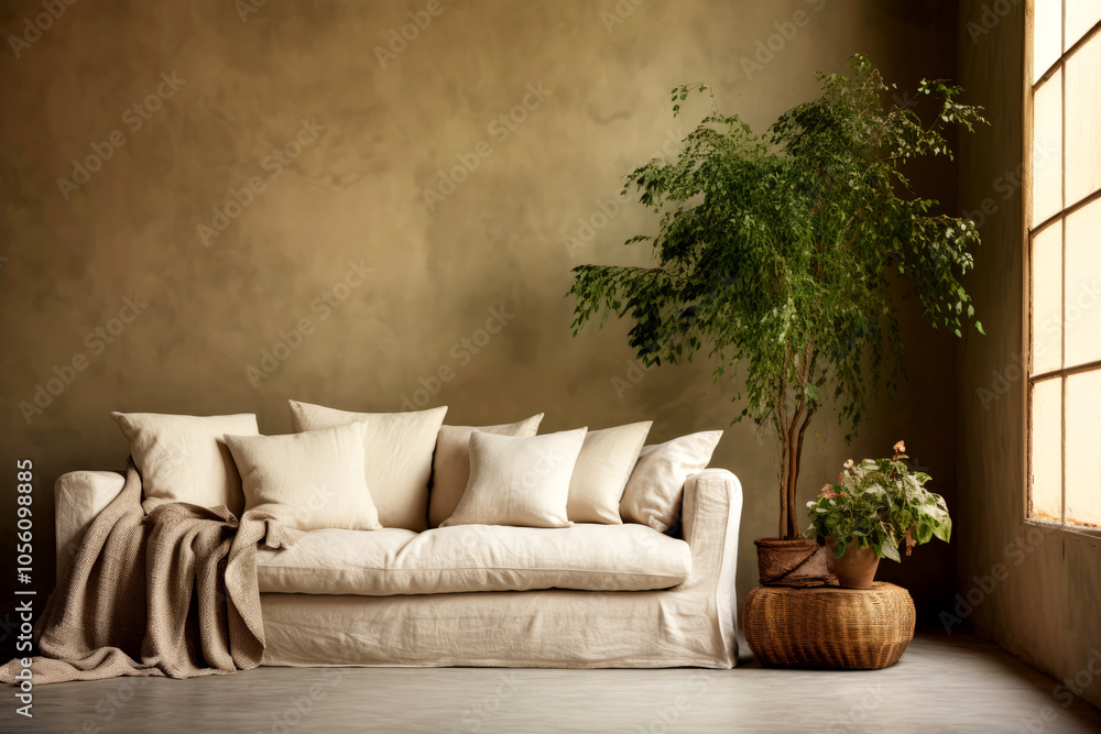 Fototapeta premium Cozy Mediterranean interior design of a living room