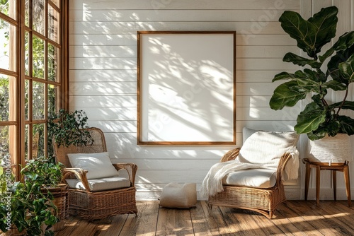 Blank small frame for mockup  bathroom 