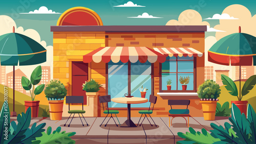 Coffee shop terrace concept illustration