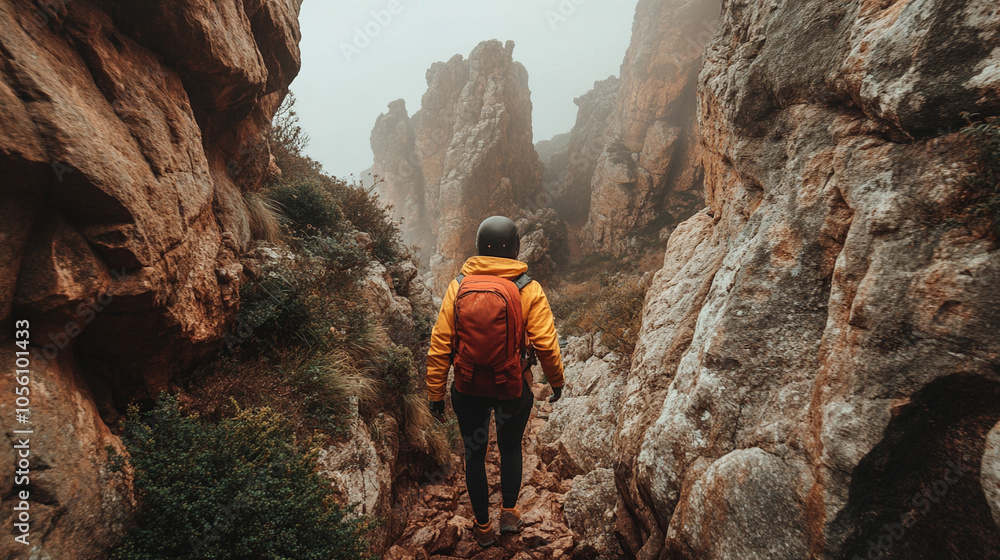 Obraz premium lone astronaut walks through a misty, surreal landscape, evoking themes of isolation, exploration, and introspection. The ethereal setting suggests a journey beyond the familiar, deep into the unknown