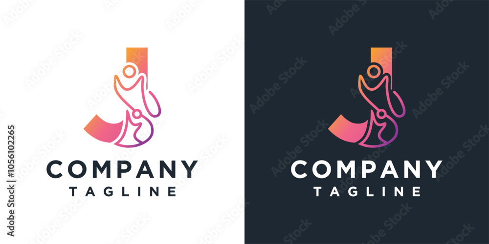 Fototapeta premium People Letter J Icon Element Template. Community Logo Vector Icon. Teamwork Logo Design