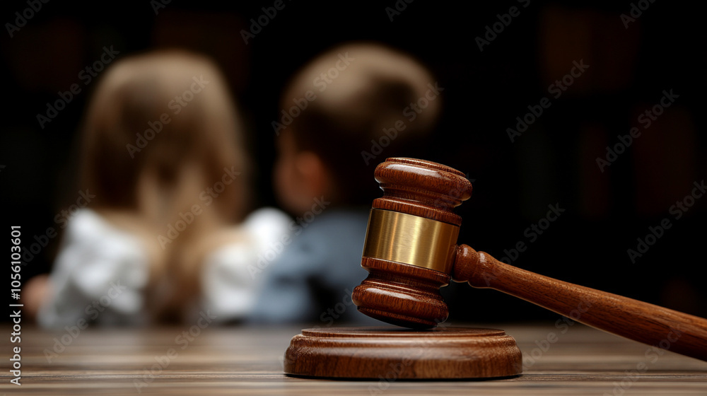 udge's gavel in focus, symbolizing law and justice, with blurred children in the background representing child custody or protection cases. Highlights legal issues surrounding children's welfare udge's gavel in focus, symbolizing law and justice, with blurred children in the background representing child custody or protection cases. Highlights legal issues surrounding children's welfare