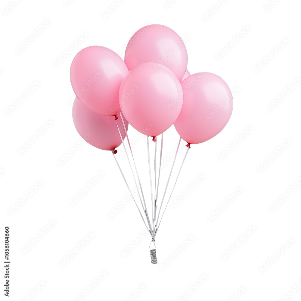 A cluster of pink balloons tied together, floating, isolated on a transparent background. Ideal for celebrations and party themes. A cluster of pink balloons tied together, floating, isolated on a transparent background. Ideal for celebrations and party themes.