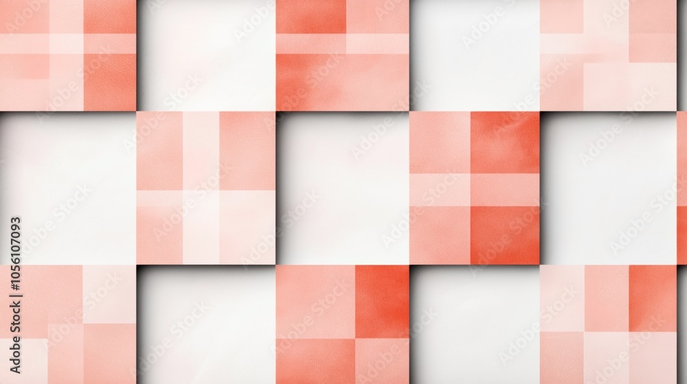 Abstract geometric pattern with alternating coral and white squares forming a checkerboard layout, featuring a grid-like design with overlapping color gradients. Abstract geometric pattern with alternating coral and white squares forming a checkerboard layout, featuring a grid-like design with overlapping color gradients.
