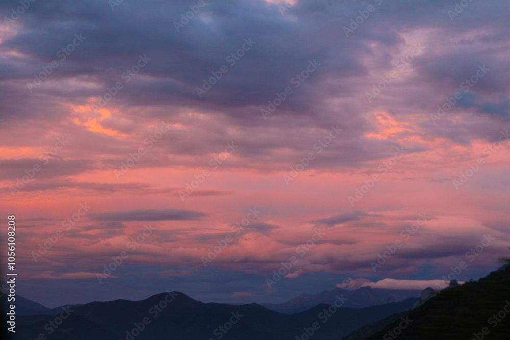 sunset over the mountains in picos de europa national park, spain sunset over the mountains in picos de europa national park, spain