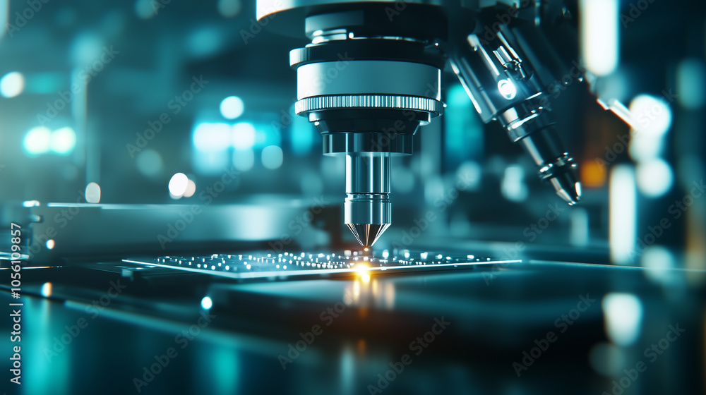 A close-up of microchip manufacturing machinery as it processes wafers, with precision tools working in harmony to create the foundations of advanced electronics. A close-up of microchip manufacturing machinery as it processes wafers, with precision tools working in harmony to create the foundations of advanced electronics.
