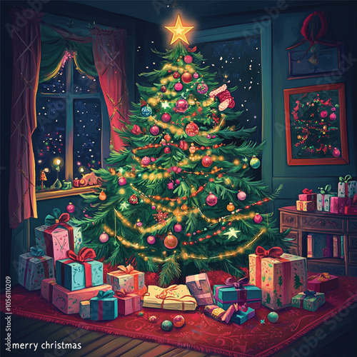 Christmas tree in the night