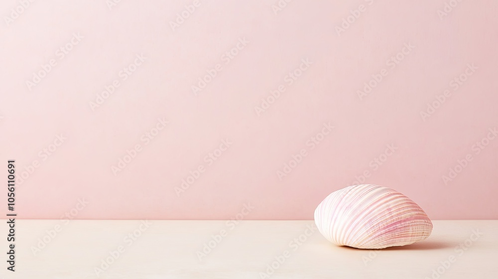 Serene Pink Background with a Single Shell Display Serene Pink Background with a Single Shell Display