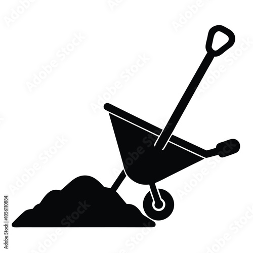 shovel-in-pile-of-dirt-and-wheelbarrow