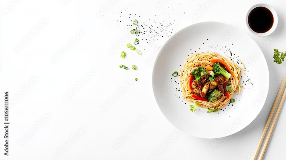 Colorful Vegetable Pasta Dish in a White Bowl Colorful Vegetable Pasta Dish in a White Bowl