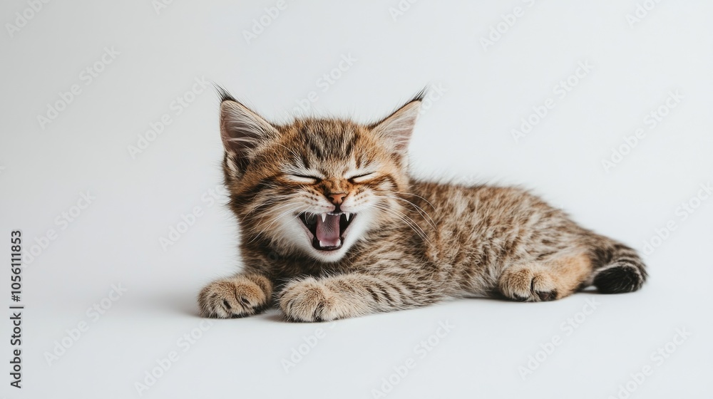 Playful Kitten Smiling in Studio Setting Playful Kitten Smiling in Studio Setting