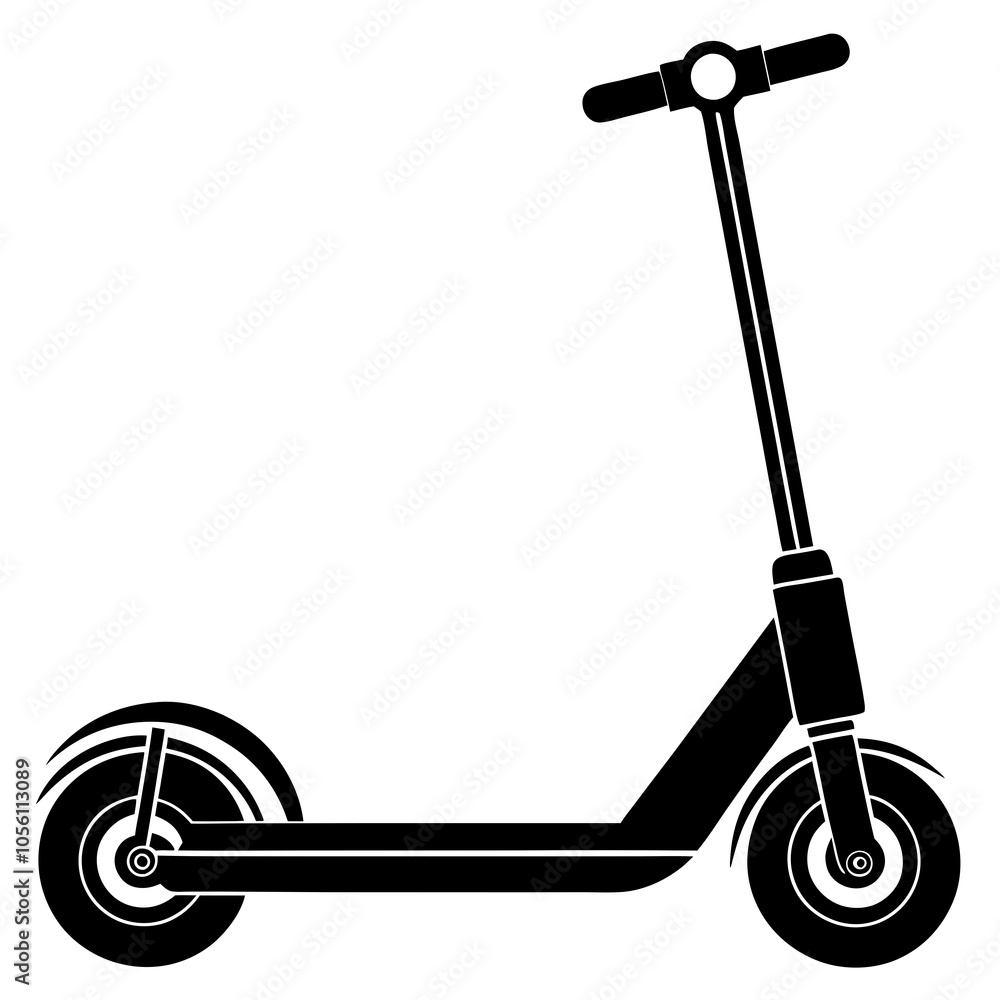 Electric scooter vector silhouette on white background Electric scooter vector silhouette on white background