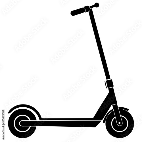 Electric scooter vector silhouette on white background