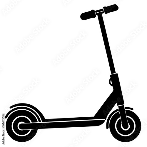 Electric scooter vector silhouette on white background
