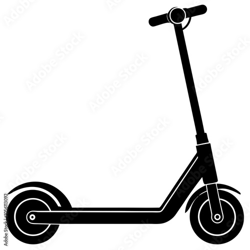 Electric scooter vector silhouette on white background
