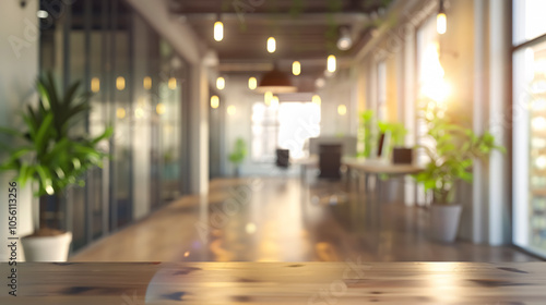 Blur background interior design of modern office contemporary workspace.