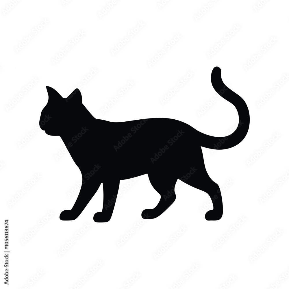 Walking Cat Silhouette vector Art Illustration Walking Cat Silhouette vector Art Illustration