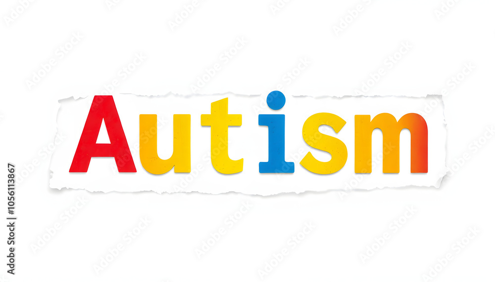 Autism, the word in a torn white background isolated with white highlights, png Autism, the word in a torn white background isolated with white highlights, png