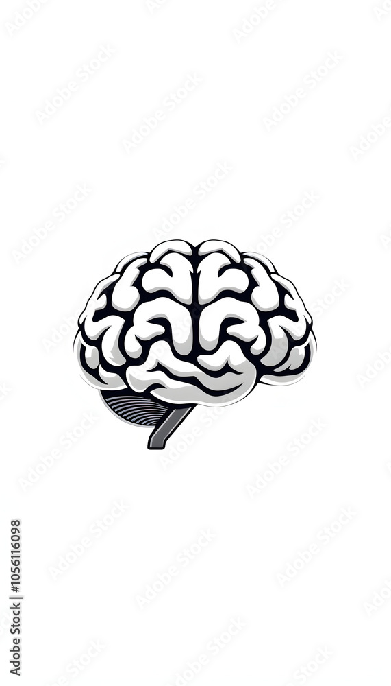 Human brain simple illustration, Human brain icon, logo isolated with white highlights, png Human brain simple illustration, Human brain icon, logo isolated with white highlights, png