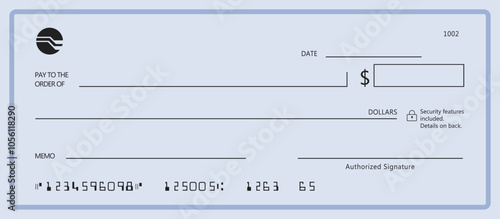 Bank check, vector blank money cheque, checkbook template with guilloche pattern and fields. Currency payment coupon, money check background