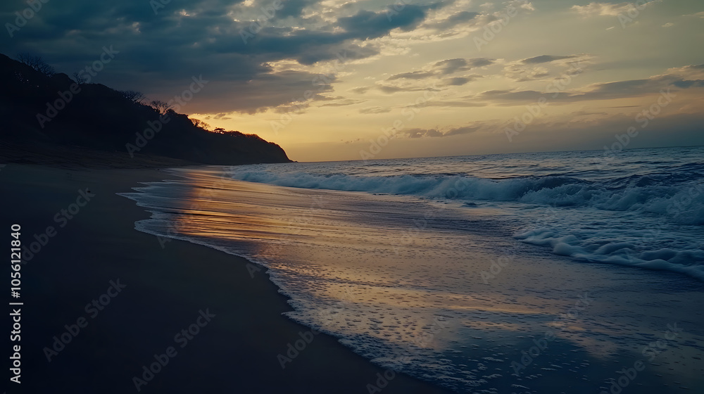 Soothing Sunset Echoes of the Ocean Waves on an Isolated Beach Soothing Sunset Echoes of the Ocean Waves on an Isolated Beach