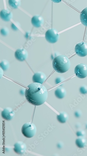 science theme background with blue molecular atoms dna model floating on liquid serum concept