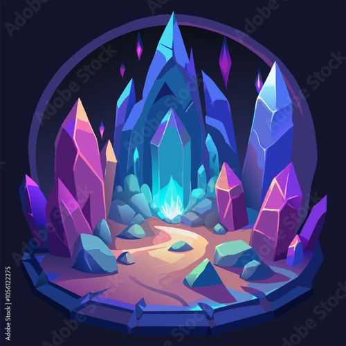 A mystical and enchanting scene with towering crystal formations and glowing energy. Perfect for game design, fantasy illustrations, and any project requiring a magical touch.