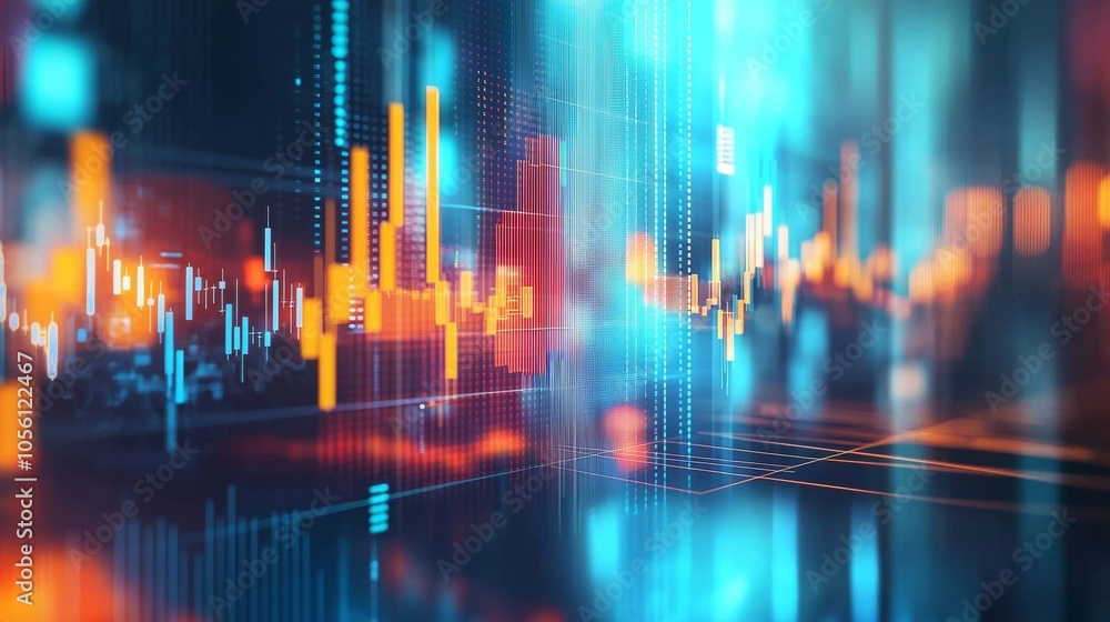 Abstract financial data chart with vibrant blue and orange lines Abstract financial data chart with vibrant blue and orange lines