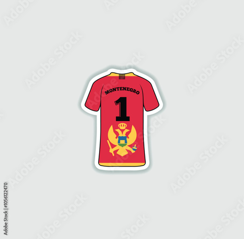 Get a sticker with a unique design of the Montenegro football jersey! A stylish and vibrant accessory for fans. Show your support for your favorite team!	