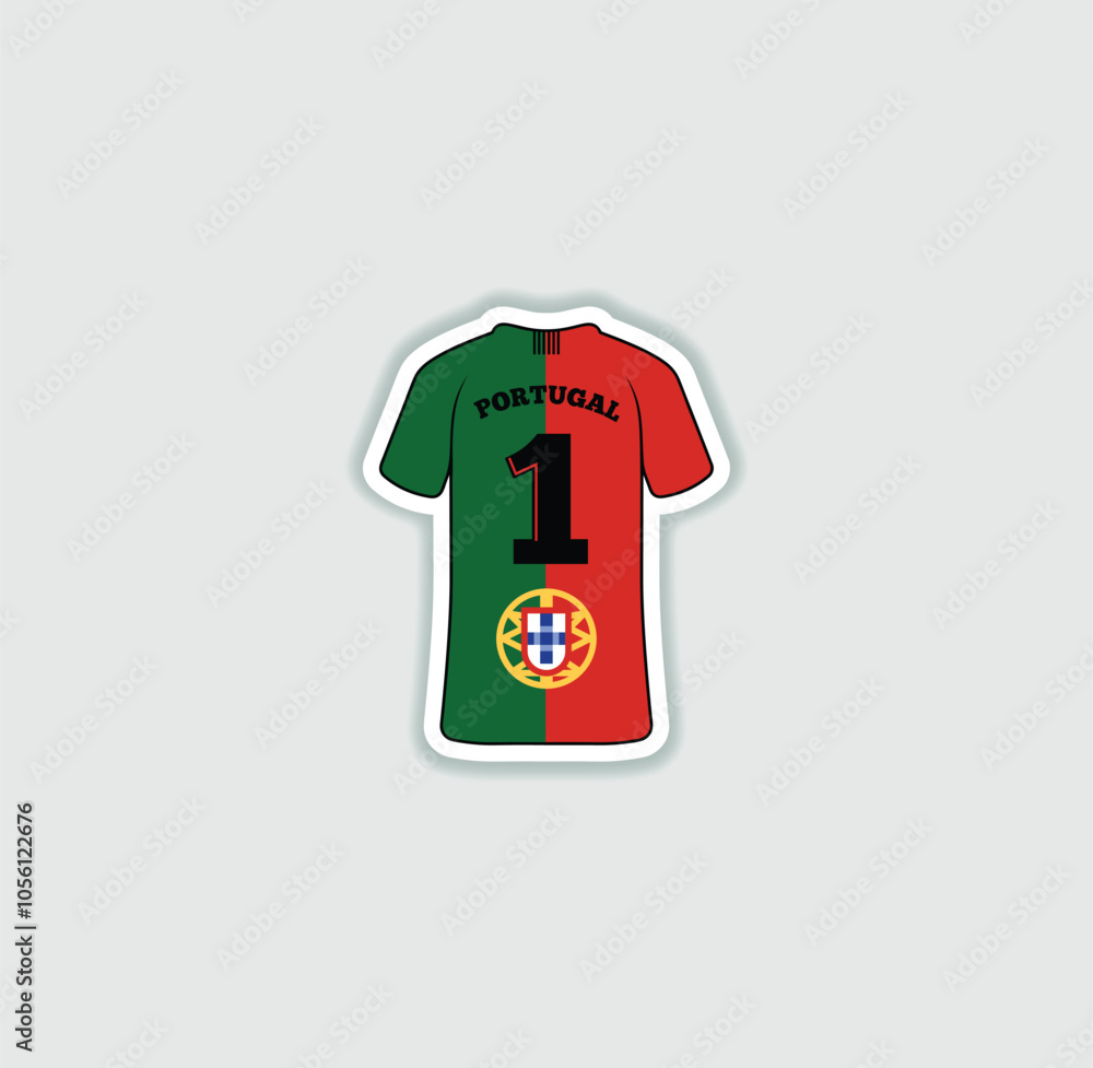 Get a sticker with a unique design of the Portugal football jersey! A stylish and vibrant accessory for fans. Show your support for your favorite team! Get a sticker with a unique design of the Portugal football jersey! A stylish and vibrant accessory for fans. Show your support for your favorite team!