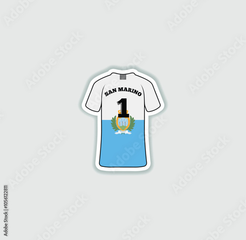 Get a sticker with a unique design of the San Marino football jersey! A stylish and vibrant accessory for fans. Show your support for your favorite team!	