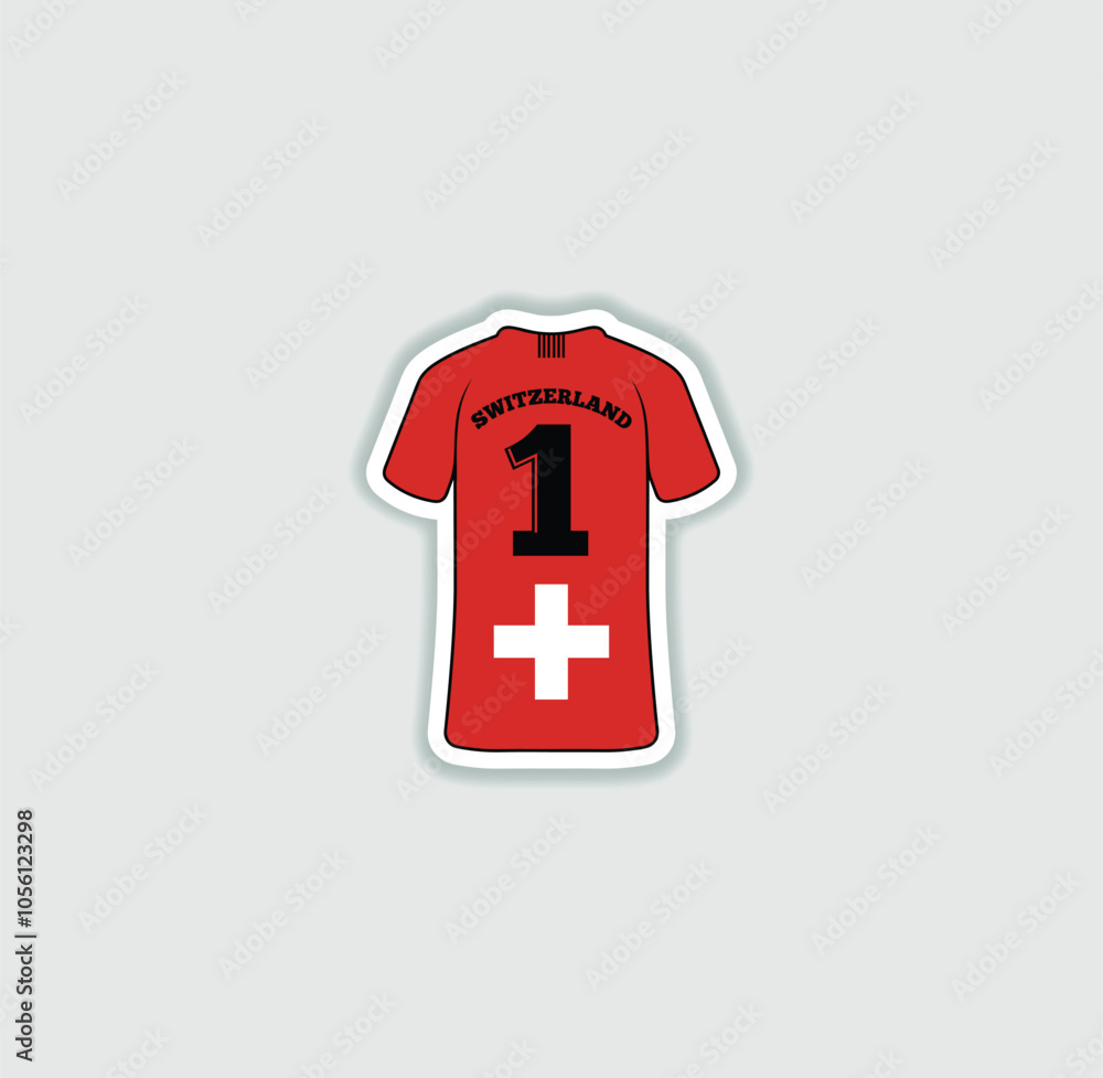 Obraz premium Get a sticker with a unique design of the Switzerland football jersey! A stylish and vibrant accessory for fans. Show your support for your favorite team! 